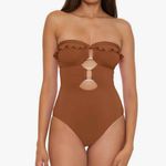 Soluna Swim Standard Buckle Up One Piece Bandeau Swimsuit Medium Bronze Brown Photo 1