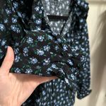 Loft  Black and Blue Floral Ruffled Longsleeve Blouse size XS Petite Photo 3