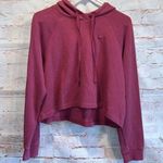 Nike ribbed cropped hooded long sleeve shirt pullover Medium logo maroon Photo 0