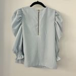 Rachel Parcell  Light Blue Puff Sleeve Ruffle Blouse Size S Photo 4