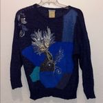 Vintage Italian Made Peacock Floral Sweater Photo 1