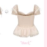 Japanese Kawaii Cottage Nude Lace Ruffle Bow Ribbon Blouse Shirt Top White Size XS Photo 5