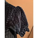 THML Green Velvet Mock Neck Puff Sleeve Textured Short Sleeve Top Size Small Photo 2