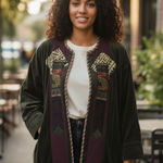 Vintage Cassowary Philadelphia Corduroy Embroidered Jacket Boho Indie XL Green Photo 0