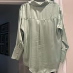 ZARA  Satin Button Up in Sage Green Photo 5