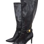 Calvin Klein JEMAMINE $230 Black Vegan Leather Designer Tall Heel Boots 9.5 Photo 0