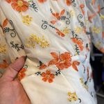 White Cream Ruffled Fitted 3/4 Sleeve Blouse Size L Photo 3