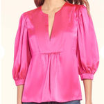 Amanda Uprichard  V-Neck Hot Pink 100% Silk Garber‎ Top Cerise Size Medium Photo 0