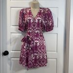 Alexis  Bardot Mini Wrap Dress in Mulberry Palm XS Photo 6