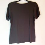 Karen Kane  Tee Black Round Neck Short Sleeve Top Sz L EUC Nylon Spandex Photo 4