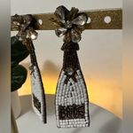 Beaded Champagne BRIDE Earrings White Photo 2