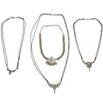 Dainty Silver & Gold Tone Black Seed Beaded Mangalsutra Rhinestone Necklaces Photo 0