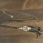 BCBGeneration two tone rhinestone geometric tassel necklace Photo 4