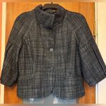 Ann Taylor Women’s Grey Tweed 3/4 Sleeve High Collar Button Up Blazer Jacket Photo 0