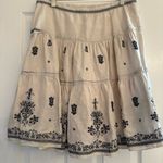 Anthropologie Lithe Tiered Skirt Women’s Sz 10 Ivory Embroidered Boho Hippie Photo 2