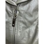 White House | Black Market Silver Grey Leather Moto Jacket Women's Size Medium Zip Photo 7