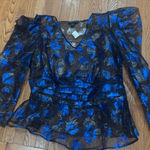 Ashley Stewart  Sheer Top with Blue Floral Design Photo 0