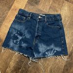 PacSun Ultra high rise vintage Tie Dye Button Fly Raw Hem Demin Shorts Photo 1