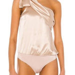 Amanda Uprichard Carolina Bodysuit Bone Beige Silk Sleeveless Size Small Photo 0