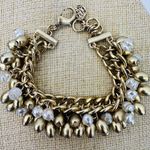 Lilly Pulitzer Bracelet Gold Metallic Tone With Faux Pearl & Gold Tone Beads Photo 0