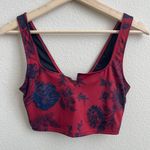 Free People Red Blue Floral V Neck Ashford Lose Control Workout Sports Bra Top Photo 2
