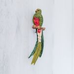Vintage Brooch / Vintage Pin Parrot Green & Red Long Tail Statement Photo 4