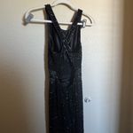 American Vintage Vintage 90s Y2K Silk Beaded Prom Gown Dress Sz XS High Neck Open Back Photo 2