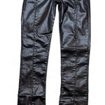 Free People NWT  Double Dutch Slit Skinny Pants Faux Leather Coated Black Size S Photo 0