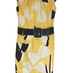 Chetta B  Sunhee Women's Sheath Dress Midi Geometric Cap Sleeve Yellow‎ Size 2 Photo 0
