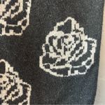 Loft Ann Taylor dark gray and white rose print crewneck cardigan sweater small Photo 9