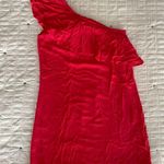 WAYF One Shoulder Asymmetrical Ruffled Mini Dress in Coral Pink Size XS NWT Photo 0