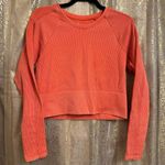 Aerie OFFLINE Orange Seamless Cable Knit Crewneck Cropped Long Sleeve XL Photo 0