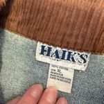 Vintage Cabincore Denim Barn Jacket with Moose cabin and tree Accents, size XL Blue Photo 4