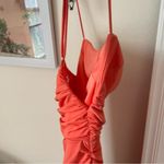 Selfie Leslie  Shea Square Neckline Ruched Mini Dress Orange Medium US 6 Photo 5