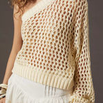 Anthropologie Maeve One-Shoulder Crochet Layer/ Sweater, One Size Photo 0