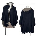 VINTAGE Wool Blend Cape Hood Black Taupe Made in Italy One Size Size undefined Photo 6