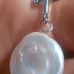 Freshwater Coin Pearl And Simulated Diamond Silvertone Pendant Necklace Photo 0