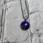 Purple Iridescent Galaxy Pendant Silver Tone Necklace Photo 5