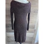 BCBG MAX AZRIA LAURIE OFF THE SHOULDER SWEATER DRESS LARGE METALLIC BURGUNDY Photo 3