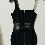 Maniere De Voir Women Black Cut Out Chained Full Front Zipper Mini Dress Sz 4 Photo 0