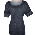 Mudd Criss Cross Short Sleeve Dark Gray Acid Wash Top Small Photo 0