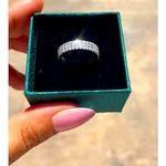 Boutique NEW 14k Gold Plated S925 Triple Row Eternity Round Diamond Wedding Ring, Size 7 Photo 14