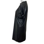 Theory  Faux Leather Shift Dress Button Front Black Knee Length Women’s Size P Photo 4