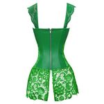 KIMRING Corset Top Lace Up Bustier Lace Trim‎ Green Party Top Fairy Size Large Photo 9