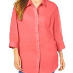 Jessica London New 3/4 Sleeve Button Down Shirt Coral Size 14W Photo 0