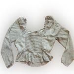 Celebrity Pink Green XXL Peplum Long Sleeve Tie Front Elastic Waist Blouse Top Photo 3