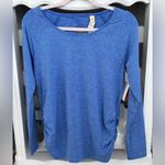 Lucy Ruched Long Sleeve Top Cosmic Blue Keyhole Athleisure Lounge Yoga Small Photo 0