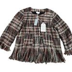 Anthropologie Ett Twa Petites XSP Fringe Hem Plaid Jacket Boho Tweed Photo 0