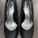 Fioni Night Womens Size 7 Platform Heels Sparkly Silver and Black Pumps S Photo 0