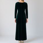 Fiesta Emerald Green Velvet Gown Size XL Long Sleeve Draped Wrap Maxi Dress VTG Photo 3